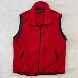 Woolrich Fleece Vest Womens Medium Red Full Zip Sleeveless Jacket Outdoor
